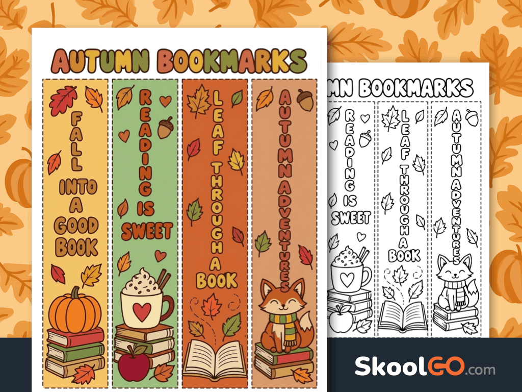 Autumn Bookmarks free printable reading resource for seasonal book activities