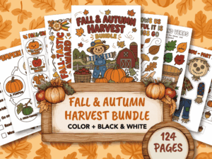 Autumn harvest bundle with 124 free printable fall learning activities