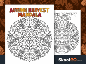 Autumn harvest mandala coloring worksheet for seasonal creative learning