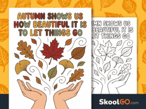 Autumn let things go poster with inspirational seasonal message