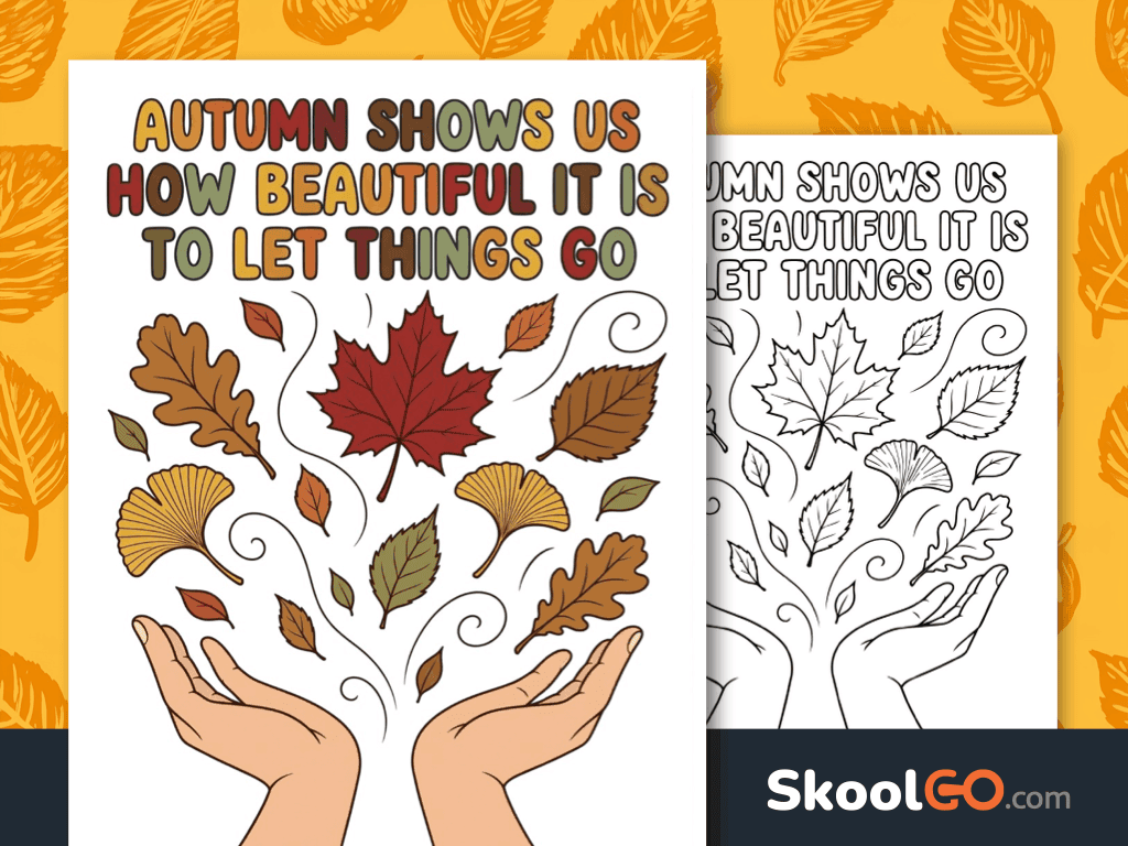 Autumn let things go poster with inspirational seasonal message