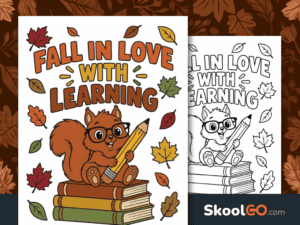 Fall in Love with Learning Poster free printable for seasonal classroom decor