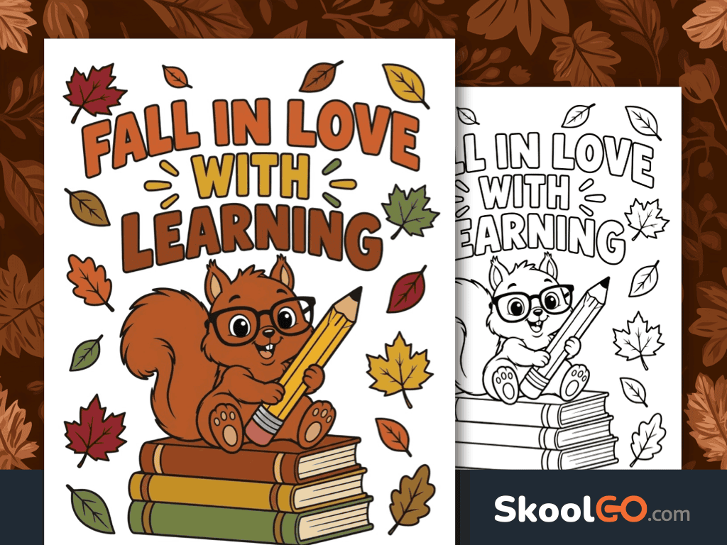 Fall in Love with Learning Poster free printable for seasonal classroom decor