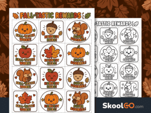 Fall-Tastic Rewards printable classroom reward cards free printable PDF for teachers, homeschool educators, and parents