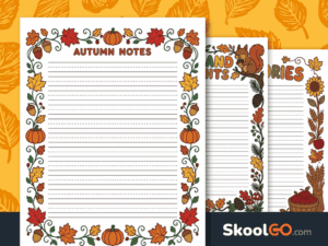 Fall writing paper with autumn-themed printable pages for creative writing