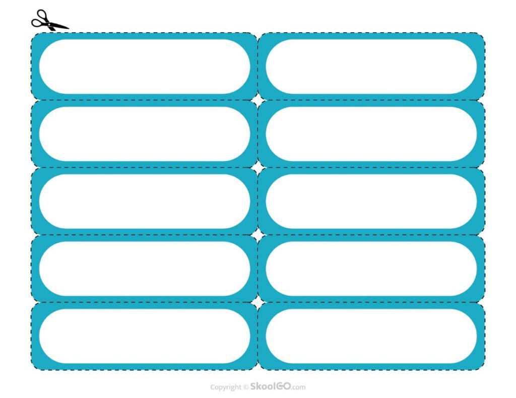 Printable Blue Name Labels for Dismissal Cards Blue printable blank name labels for How Do We Get Home? classroom dismissal transportation cards.