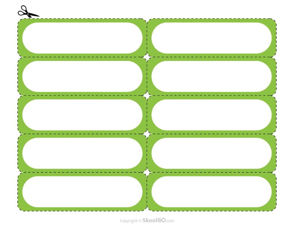 Printable Green Name Labels for Dismissal Cards Green printable blank name labels for How Do We Get Home? classroom dismissal transportation cards.