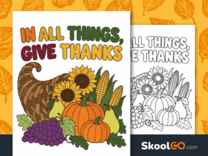 Free printable In All Things Give Thanks Thanksgiving Poster for classroom and homeschool displays
