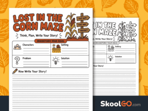 Lost in the Corn Maze Story Writing Worksheet free printable PDF for creative narrative writing
