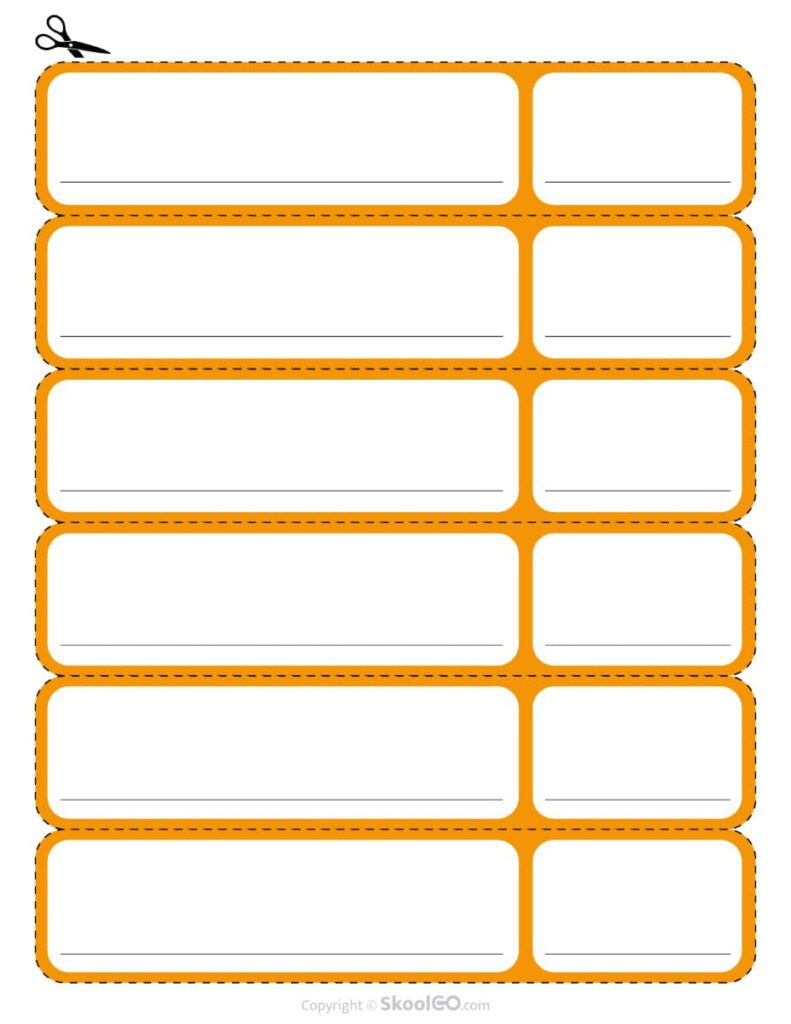 Orange Birthday Display Student Name Labels Printable Orange printable birthday display name labels for writing student names and birthday dates in classroom displays.