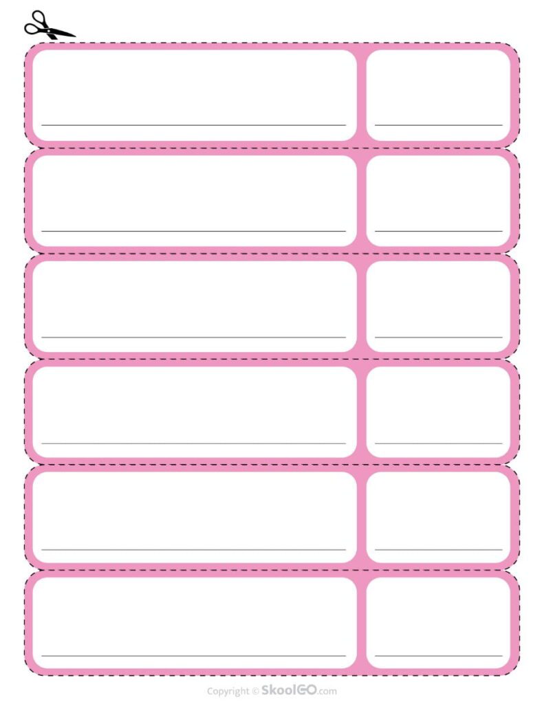 Pink Birthday Display Student Name Labels Printable Pink printable birthday display name labels for organizing student birthdays on classroom bulletin boards and birthday displays.