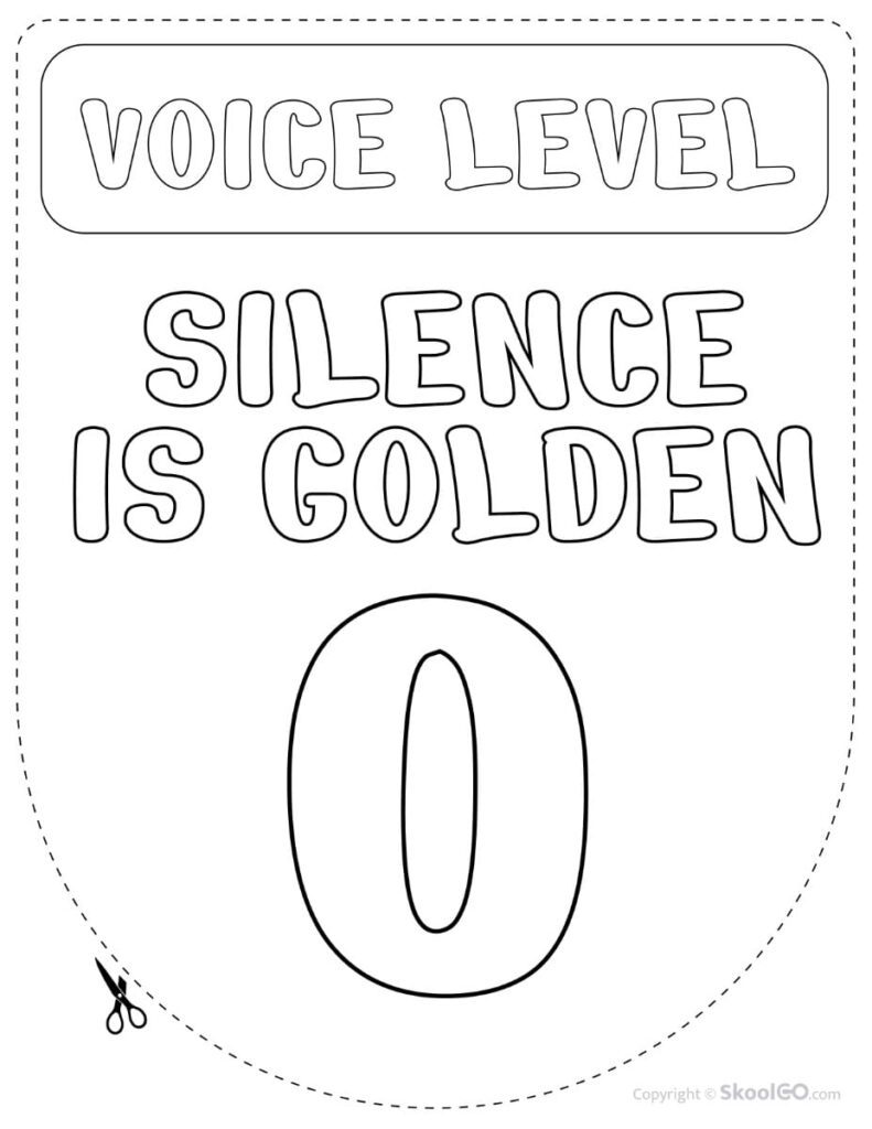 Voice Level 0 Classroom Poster Black and White Printable Voice Level 0 classroom display poster in black and white.