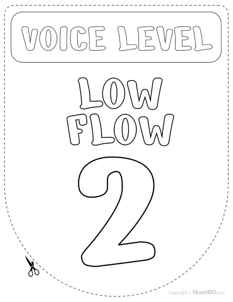 Voice Level 2 Classroom Poster Black and White Printable Voice Level 2 classroom display poster in black and white.