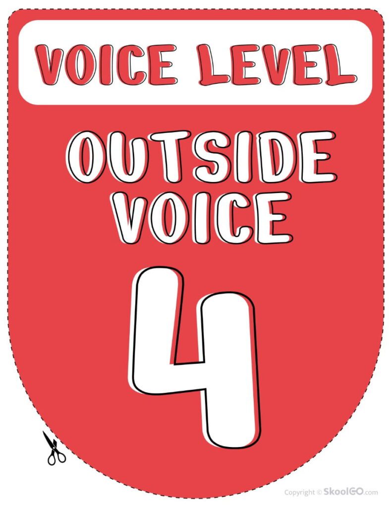 Voice Level 4 Classroom Poster Printable Voice Level 4 classroom display poster in color.