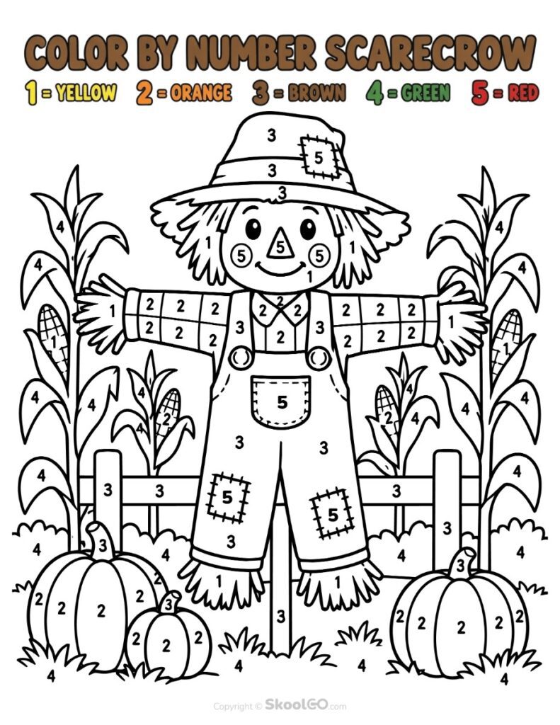 Scarecrow Color by Number Worksheet Color Reference Scarecrow Color by Number Worksheet Color Reference